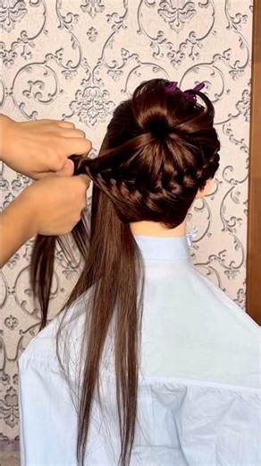 Learning Elegant Halo Braid Updo 🤎✨ #hairtutorial #hairstyles #cutehair