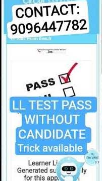 LL TEST PASS WITHOUT CANDIDATE IN 5 MINUTE whatsapp 9096447782