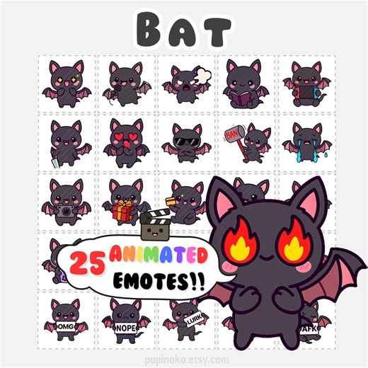Animated Bat Twitch Emotes: Halloween Stream Assets, Discord, Kick (GIF) - Etsy