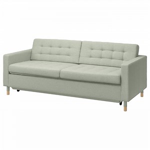 LANDSKRONA 3 seater sofa bed, Gunnared light green/wood  - IKEA UK