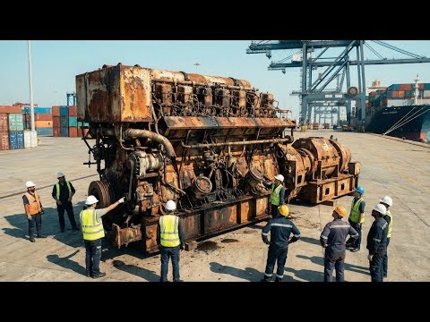 SS Titan 1975 Ship Rusted Engine Full Restoration | Massive Rusted Marine Engine Rebuild |