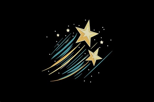 Falling Star Embroidery Design, Falling Star Machine Embroidery, 4 Sizes, Instant Download - Etsy