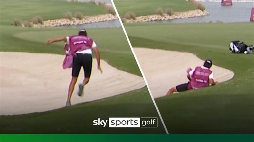 OOPS! Caddie hilariously stacks it into a bunker!