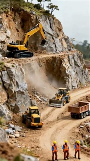 Realistic Miniature Excavator & Bulldozer Cliff Work #miniature