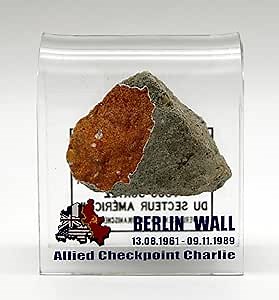Original Piece of the Berlin Wall in Checkpoint Charlie Motive Souvenir (4"x 4") (2"x2" Checkpoint Charlie)