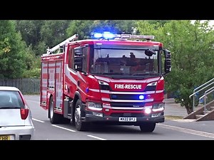 BRAND NEW Scania Fire Engine on blue light run in Shrewsbury - Shropshire Fire & Rescue Service