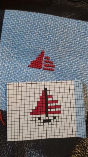 Day 15 of mini cross stitch advent - This looks like a sailboat or maybe an elf? not convinced #what