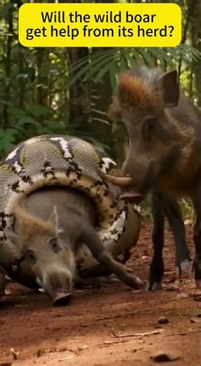 The wild boar escaped the python thanks to its teammates 🐗🐍💪#wildboar #python #wildlife #teamwork