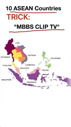 10 ASEAN Countries Mnemonic Trick: MBBS CLIP TV 📚 #iaspirant #shorts #geography