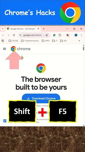 Shortcut Keys to Reload the Current Page Ignoring Cached Content in Chrome Browser | Shift + F5