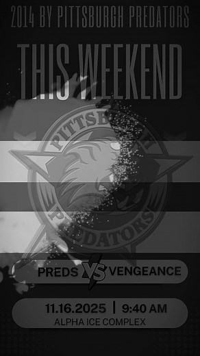 🏒 This Weekend! The 2014 BY Pittsburgh Predators are back in action! 💥 Preds vs Vengeance 📅 Sunday, November 16 ⏰ 9:40 AM 📍 Alpha Ice Complex Let’s Go Preds!💛💙 | 2014 Pittsburgh Predators