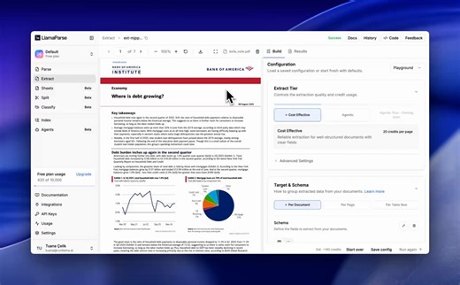 After the release of Parse v2, Extract is also getting an upgrade — 𝗶𝗻𝘁𝗿𝗼𝗱𝘂𝗰𝗶𝗻𝗴 𝗘𝘅𝘁𝗿𝗮𝗰𝘁 𝘃𝟮! 🎉We've been reworking the experience from the ground up to make document extraction more powerful and easier to use than ever.Here's what's new:✦ 𝗦𝗶𝗺𝗽𝗹𝗶𝗳𝗶𝗲𝗱 𝘁𝗶𝗲𝗿𝘀: we've replaced modes with cleaner, more intuitive tiers. (And stay tuned: agentic plus is coming to Extract too, very soon.)✦ 𝗣𝗿𝗲-𝘀𝗮𝘃𝗲𝗱 𝗲𝘅𝘁𝗿𝗮𝗰𝘁 𝗰𝗼𝗻𝗳𝗶𝗴𝘂𝗿𝗮𝘁𝗶𝗼𝗻𝘀: load your saved ext