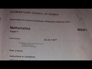Maths paper one GCE 2017 part 1(q1 to q9)