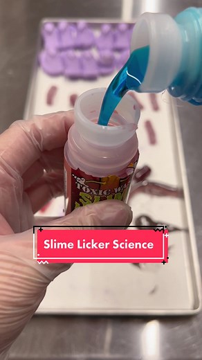 #answer to @tinyperez500 We mixed a Strawberry Slime Licker and a Blue Razz Slime Licker to make a purple Grape Slime Licker to freeze dry! 😱💜 #thecandycloset #tiktokcandyshop #candy #xyzbca #slimelicker #candyshop #populartiktokcandy #candytok #viralcandy #freezedriedcandyshop #fypcandy