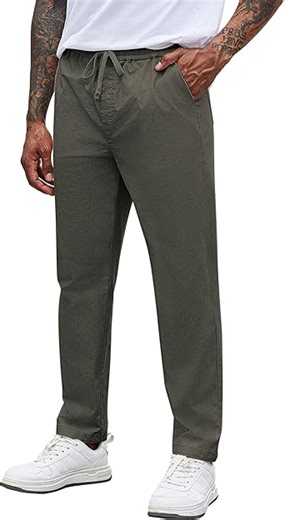 COOFANDY Hosen Herren Chino Hose Freizeithose Stoffhose aus Baumwolle Hose Lang für Männer Schlupfhose Elastische Taille mit Kordelzug Regular Fit Taschen