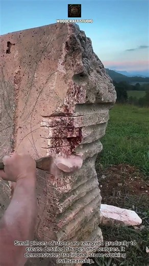 How a Stone Carver Turns Rough Rock Into Detailed Arts Wow! #StoneCarving #Craftsmanship #HandTools