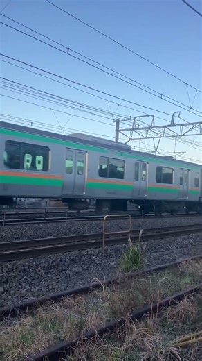 鴨宮駅付近を通過する233系！