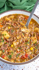 This comforting turkey stew recipe is thick and creamy from a rich dark roux, loaded with shredded turkey meat, potatoes, and lots of flavor building spices, great for leftover turkey. 🍲 >> Comment “RECIPE" and I'll send this recipe straight to your DMs! 🥳 Recipe ⬇️ https://www.chilipeppermadness.com/recipes/turkey-stew/ Ingredients: ½ cup vegetable oil or use butter ½ cup all purpose flour 1 large bell pepper chopped 1 large onion chopped 2 stalks celery chopped 4 cloves garlic chopped 2 tabl