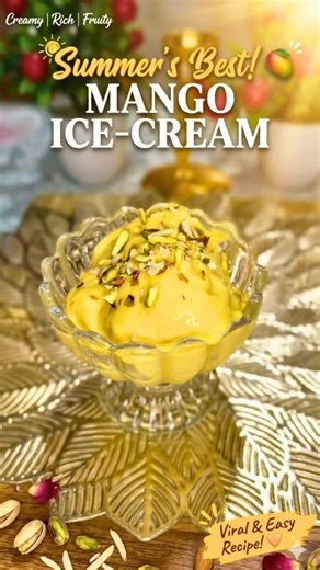 Homemade Mango Ice Cream 🍦 | Creamy Summer Dessert | Easy No Ice Crystal Recipe #MangoIceCream