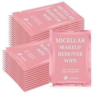 Ctosree 150 pcs Makeup Remover Wipes Bulk Individually Wrapped Makeup Wipes Single Remover Cloth Facial Cleansing Pads for Mascara Lipstick Oil Dirt Face Skin Travel Hotel(Pink)