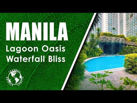 Lagoon Oasis Waterfall Bliss | Manila Luxury | Tranquil Music & Natural Waterfall Sounds – 1 Hour