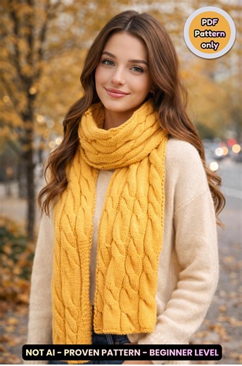 Winter Wander Cable Scarf Knitting Pattern, Cozy Chunky Scarf Pattern, DIY Winter Scarf, Instant Download PDF, Beginner Friendly Pattern - Etsy