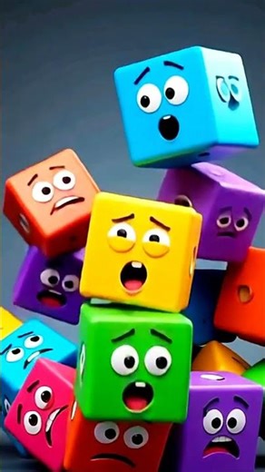 😱 Tumbling Emotions – The Scared Color Cubes! 🎲✨#ColorfulCubes #FunnyFaces