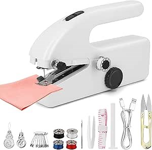 Rechargeable Handheld Sewing Machine, Dual Speed Hand Portable Handheld Sewing Machine for Beginners and Adults, Suitable for DIY, Clothes, Home and Travel