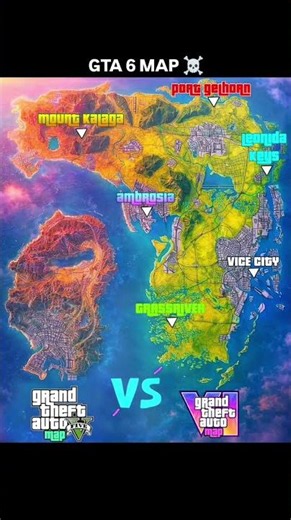 GTA 6 Map vs GTA 5 The Difference Is INSANE 🤯🌎 #gta6 #gta6map #gta6news #gta6leaks #gta6graphics