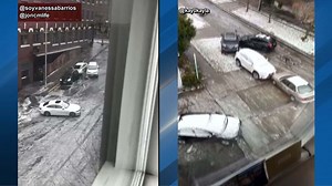 Video shows scary moment person almost run over by sliding car on icy Seattle street