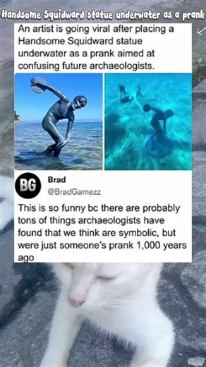 A Handsome Squidward statue underwater as a prank #shots #funny #memes