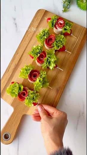 Easy Salami Rose Tortilla Rolls Skewers 🌹🔥 #shortvideo #inspobyrio
