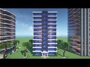 Minecraft tutorial: How to build a modern hotel in Minecraft #7 & interior(STRAIGHTFORWARD TUTORIAL)