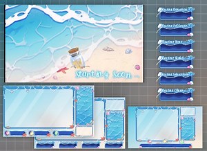 Full Package Summer Beach Twitch Overlays/ Ocean Aethetics Loading Screens/ Bundle of Sea Elements Screen Animated Stream Overlay - Etsy
