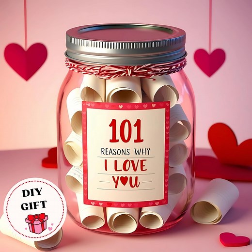 DIY Love Jar With Love Notes Reasons Why I Love You, Gift Idea, Printable Love Notes, Gift for Boyfriend, Romantic Jar of Love Messages - Etsy