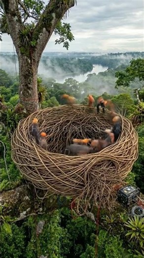 I Built Giant Bird Nest Treehouse in the Amazon Rainforest Brazil #shorts| Wild Nature Build #foryou