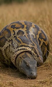 Giant python swallows Komodo dragon!#wildlife #python #komodo #realfootage #animals