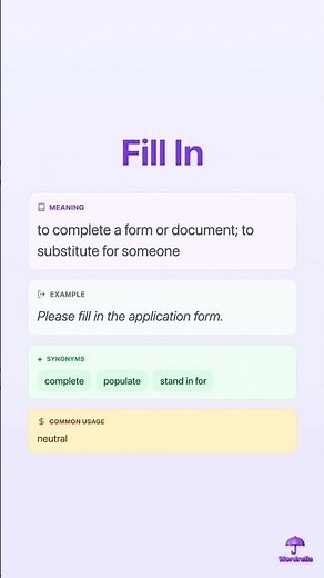 FILL IN - Phrasal Verb Explained | Meaning, Examples & Synonyms | Wordrella