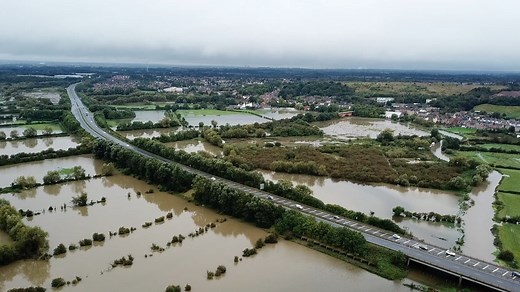 UK weather: Leicestershire flooding captured in drone footage