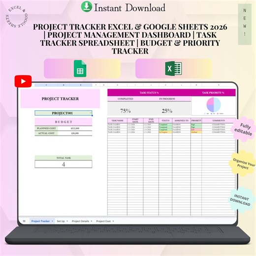 Project Tracker Excel & Google Sheets - Multi Projects | Project Management Dashboard | Task Tracker Spreadsheet | Budget-priority Tracker - Etsy Australia