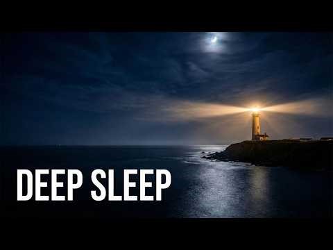 Deep Sleep Ocean Ambience 🌙 Midnight Lighthouse & Distant Foghorn