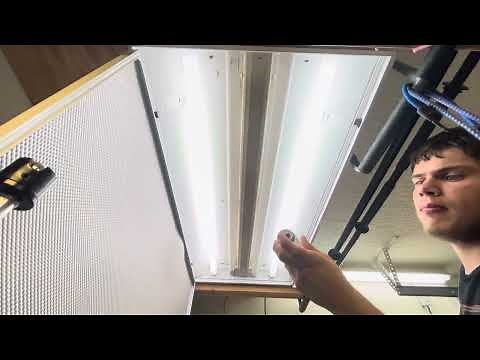 How to change a fluorescent bulb in a Fluorescent drop ceiling troffer fixture