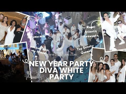 New Year White Party at Diva Dubai | Top Beauty Queens & Influencers | Royal Atlantis Fireworks