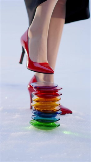 Red high heels crushing glass on snow – those satisfying sounds 😌 Bubbles pop, liquid spills in slow-mo ASMR! Relax and loop it 💥 #asmr #HighHeel #oddlysatisfying #fypシ