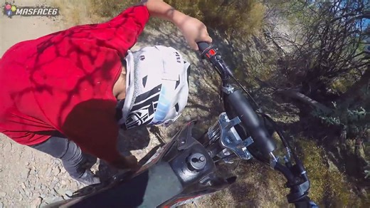 Impressive young rider on dirt bike