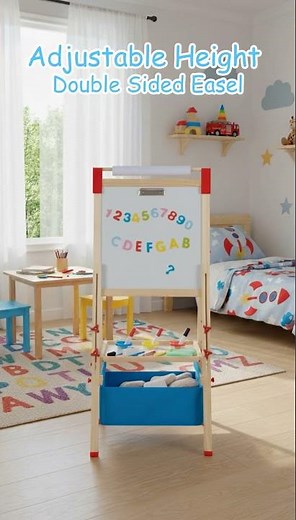 Costway 3-in-1 Double-Sided Adjustable Kid Easel for 3-8 Years Old Toddlers
