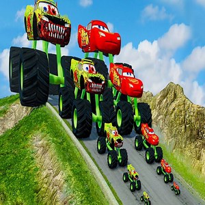 555K views · 5.8K reactions | Big & Small Monster Truck ZOMBIE Mcqueen vs Monster Truck Lightning Mcqueen vs DOWN OF DEATH | Beamng Game | Facebook