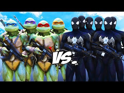 Teenage Mutant Ninja Turtles VS Black Spiderman Army