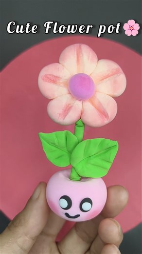 Cute clay flower pot🌸 #diy #craft #clayart #clay