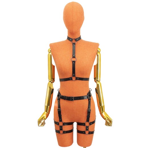 Choker Harness With Waist Belt Garters, Leather Harness Set, Full Body Harness, Custom Festival Cosplay Harness, Leather Lingerie Set - Etsy